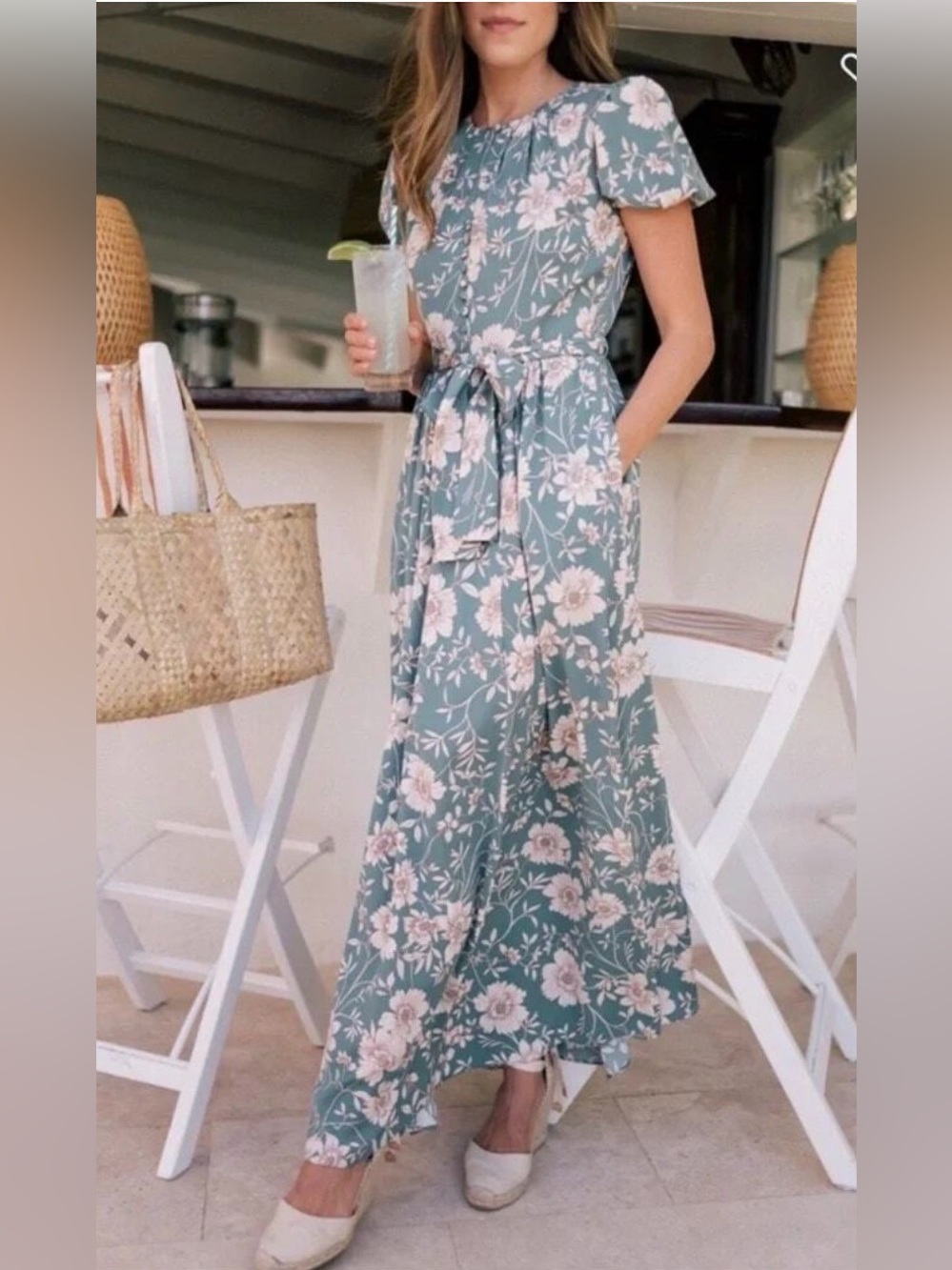 NWT Gal Meets Glam Collection Shannon Pleat Neck Floral Maxi